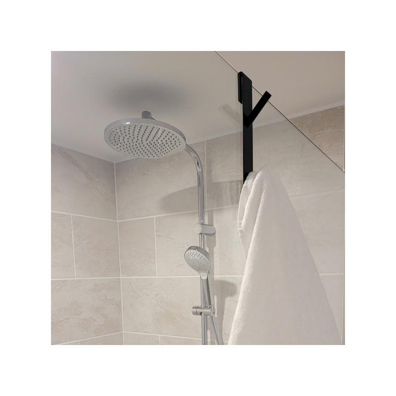 2 crochets patères doubles pour paroi de douche NOKO Noir mat MSV