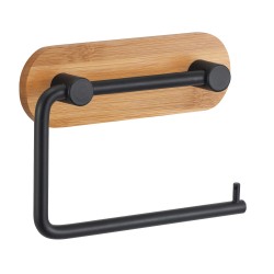 Porte rouleau papier wc adhésif YONO Acier Noir mat & Bambou MSV