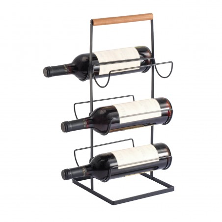 Etagère range bouteilles design industriel Bois & Acier ELIE Noir mat MSV