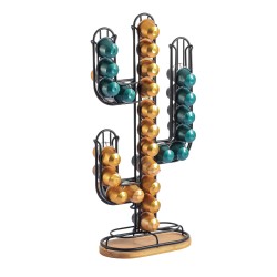 Distributeur de dosettes cactus design industriel Bois & Acier ELIE Noir mat MSV