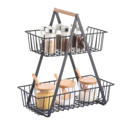Panier de rangement à  poser Design industriel Bois & Acier ELIE Noir mat MSV
