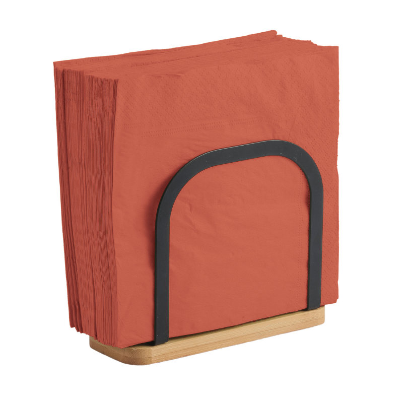 Porte serviettes de tables Design industriel Bambou & Acier ELIE Noir mat MSV