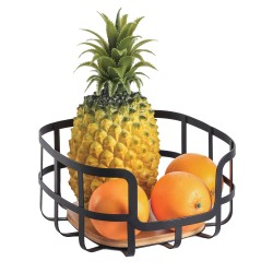 Corbeille à  fruits Design industriel Bambou & Acier ELIE Noir mat MSV