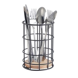 Porte ustensiles de cuisine Design industriel Bois & Acier ELIE Noir mat MSV