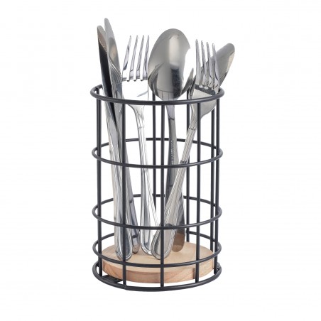 Portautensili da cucina Design industriale Legno e Acciaio ELIE Nero opaco MSV