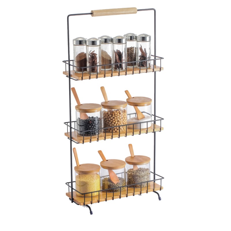 spirella Etagère à  poser 3 étages design industriel Bois & Acier ELIE Noir mat MSV