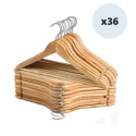 Lot de 36 cintres en bois à  Tête en métal chromé pivotante MSV