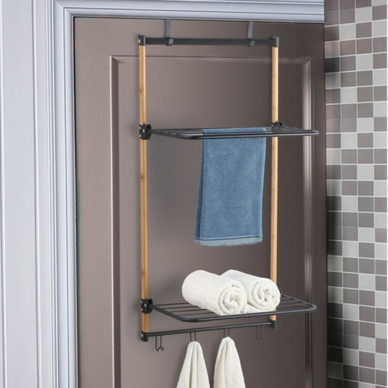 MSV étendoir à  linge de porte ZOE Bambou Noir