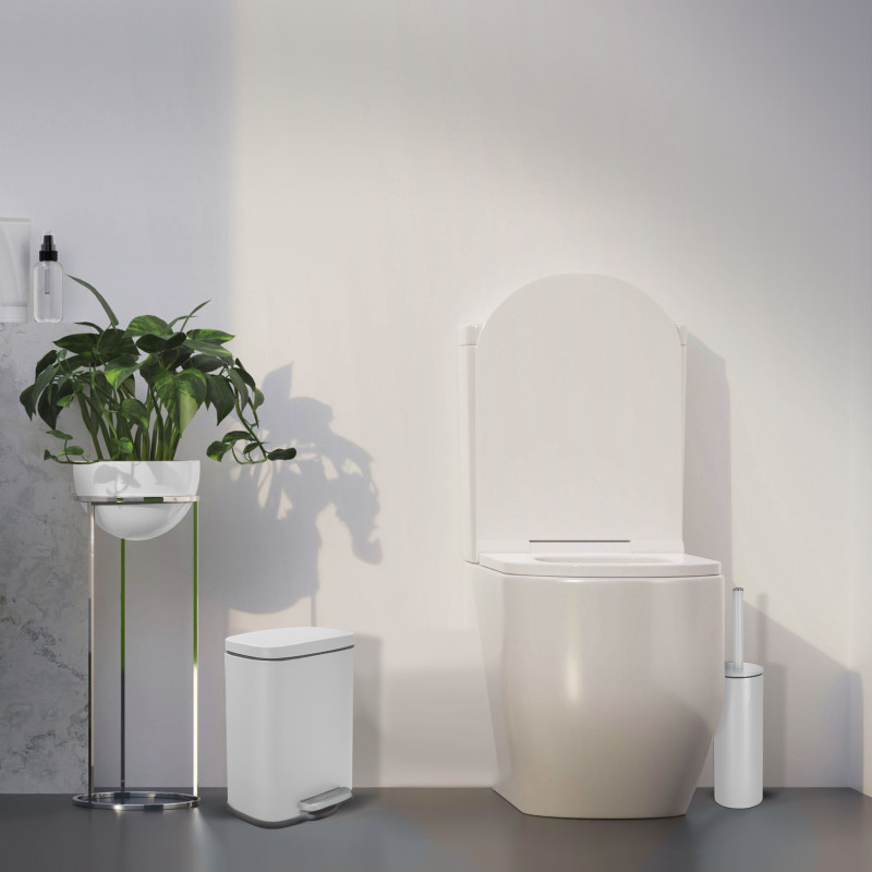 Set Poubelle à  pédale 5L & Brosse Wc AKIRA Blanc mat Spirella
