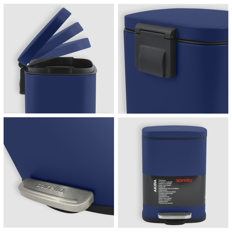 Set Poubelle à  pédale 5L & Brosse Wc AKIRA Bleu mat Spirella