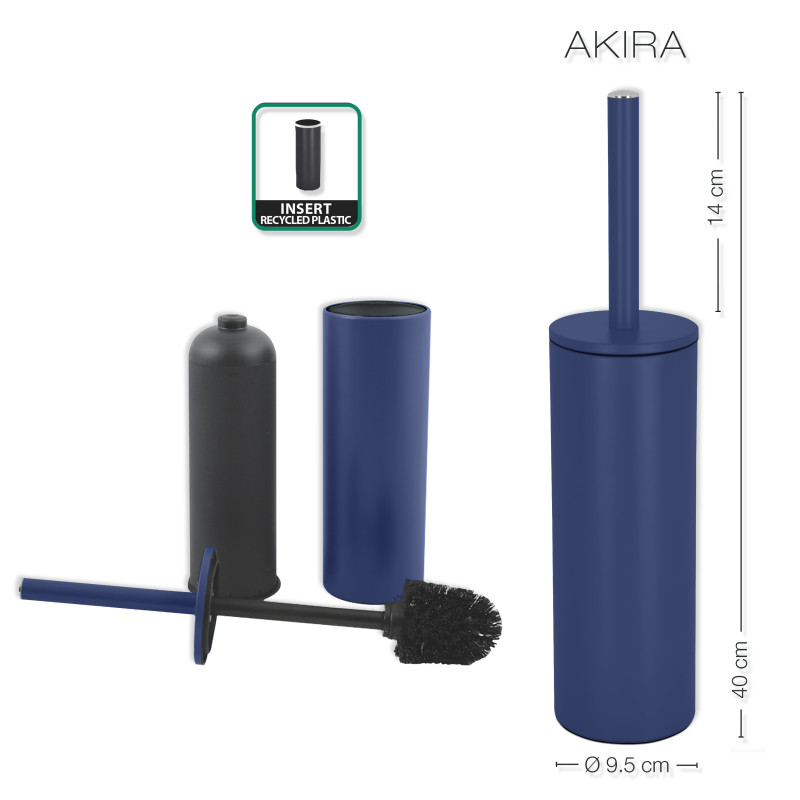 Set Poubelle à  pédale 5L & Brosse Wc AKIRA Bleu mat Spirella