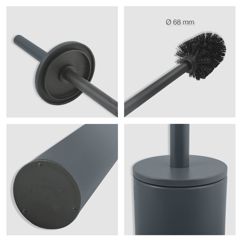 Set Poubelle à  pédale 5L & Brosse Wc AKIRA Gris Foncé mat Spirella
