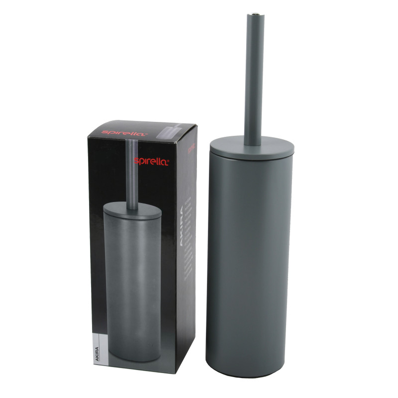 Set Poubelle à  pédale 5L & Brosse Wc AKIRA Gris Foncé mat Spirella