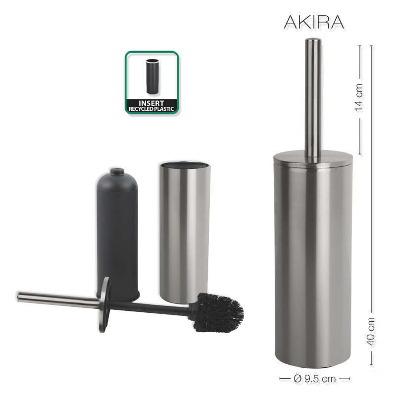 Set Poubelle à  pédale 5L & Brosse Wc AKIRA Inox Brossé Spirella