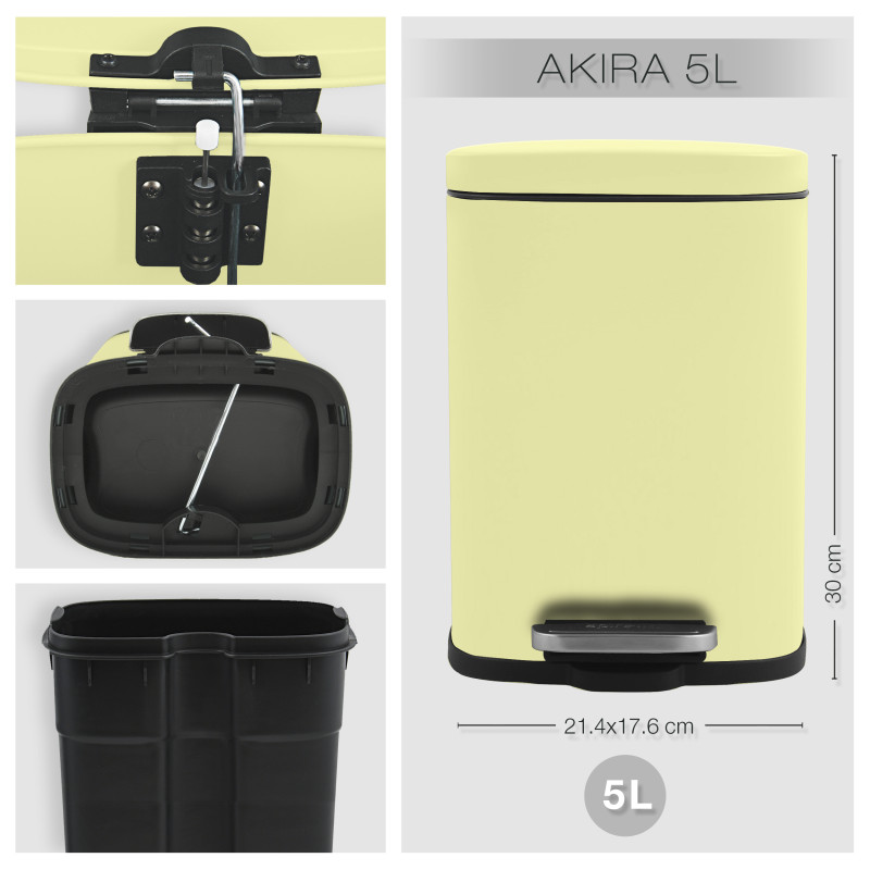 Set Poubelle à  pédale 5L & Brosse Wc AKIRA Jaune mat Spirella