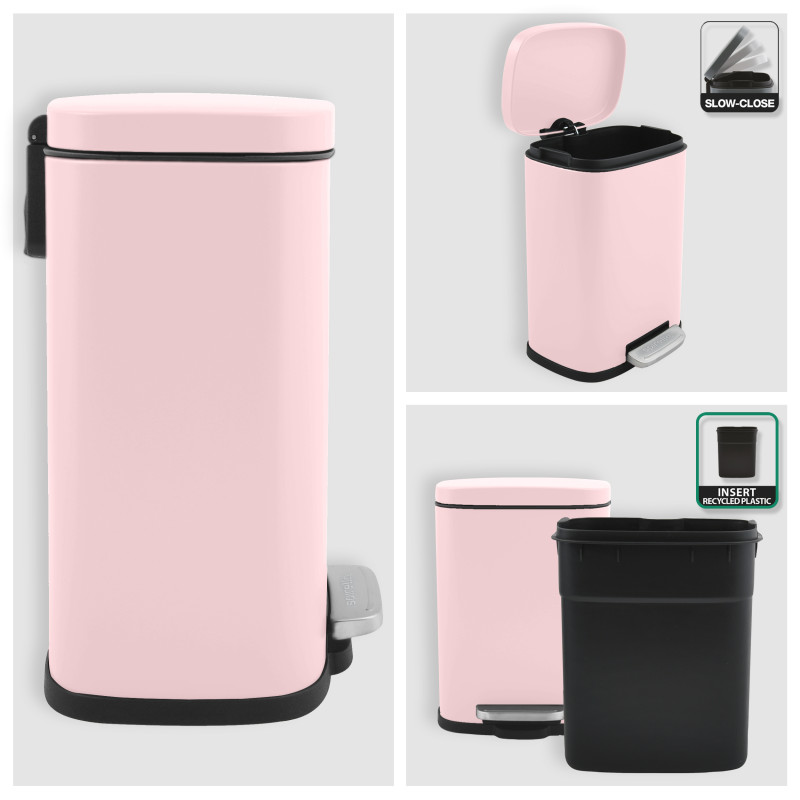 Set Poubelle à  pédale 5L & Brosse Wc AKIRA Rose Pastel mat Spirella