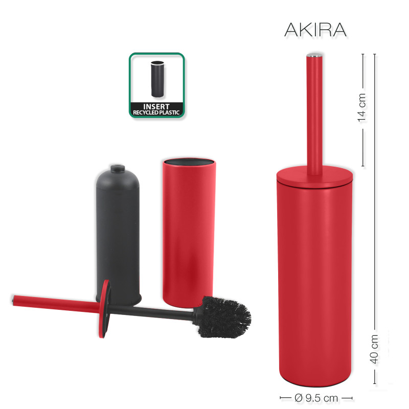 Set Poubelle à  pédale 5L & Brosse Wc AKIRA Rouge mat Spirella