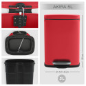 Set Poubelle à  pédale 5L & Brosse Wc AKIRA Rouge mat Spirella