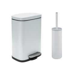 Set Poubelle à  pédale 5L & Brosse Wc AKIRA Blanc mat Spirella