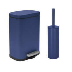 Set Poubelle à  pédale 5L & Brosse Wc AKIRA Bleu mat Spirella