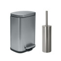 Set Poubelle à  pédale 5L & Brosse Wc AKIRA Inox Brossé Spirella