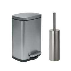 Set Poubelle à  pédale 5L & Brosse Wc AKIRA Inox Brossé Spirella