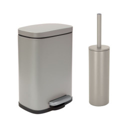 Set Poubelle à  pédale 5L & Brosse Wc AKIRA Taupe mat Spirella