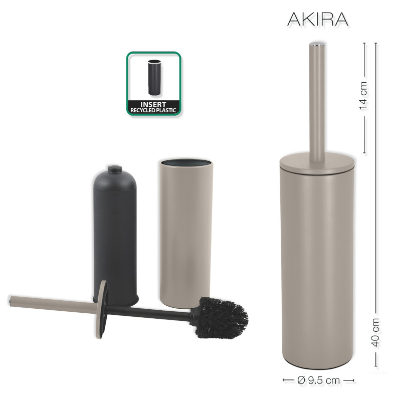 Set Poubelle à  pédale 5L & Brosse Wc AKIRA Taupe mat Spirella