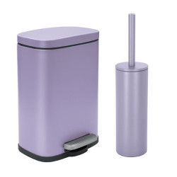 Set Poubelle à  pédale 5L & Brosse Wc AKIRA Lavande mat Spirella