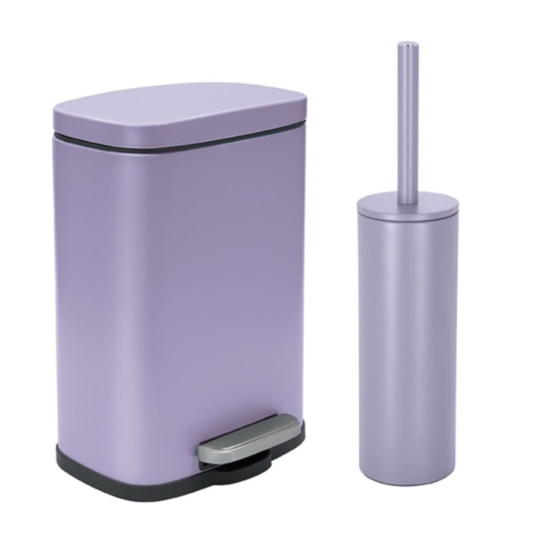 spirella Set Poubelle à pédale 5L & Brosse Wc AKIRA Lavande mat Spirella