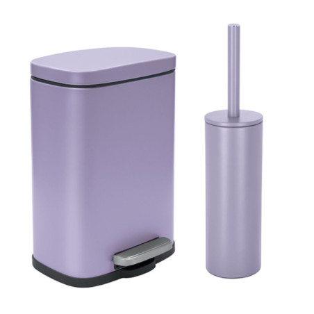 Set Poubelle à  pédale 5L & Brosse Wc AKIRA Lavande mat Spirella