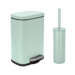 Spirella Set Poubelle à  pédale 5L & Brosse Wc AKIRA Vert Glacé Mat