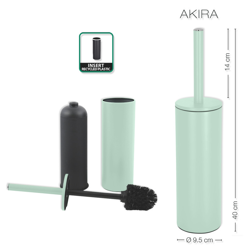 Spirella Set Poubelle à  pédale 5L & Brosse Wc AKIRA Vert Glacé Mat