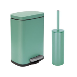 Set Poubelle à  pédale 5L & Brosse Wc AKIRA Vert mat Spirella