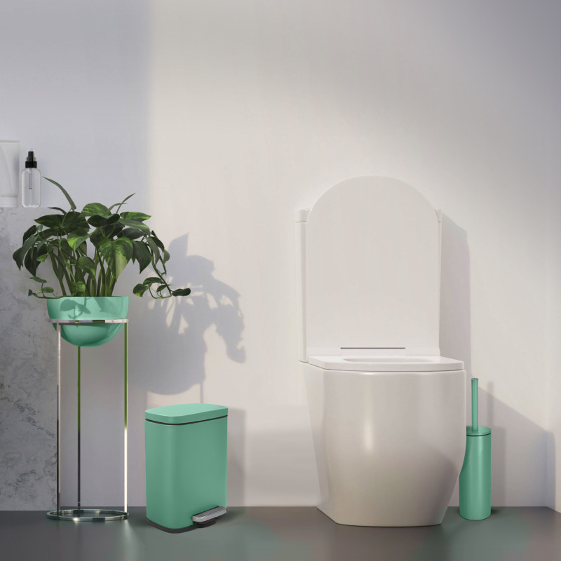 Set Poubelle à  pédale 5L & Brosse Wc AKIRA Vert mat Spirella