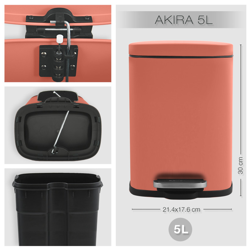 Set Poubelle à  pédale 5L & Brosse Wc AKIRA Terracotta mat Spirella
