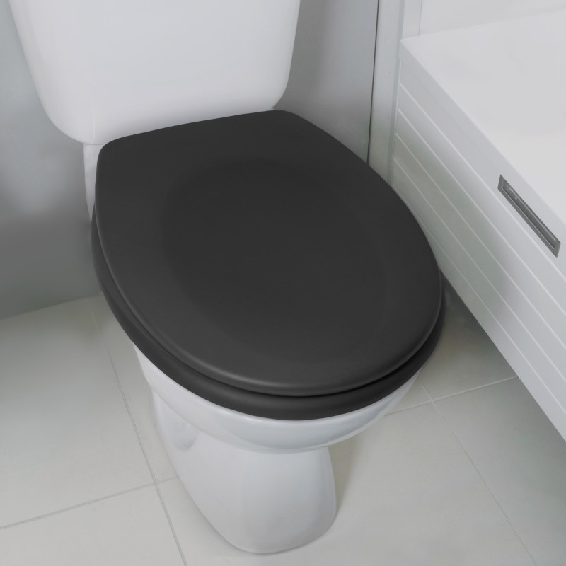 Toilet seat Thermo Hard NEELA Matt Black - ABS Chrome Hinges Spirella