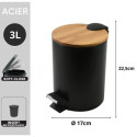 Set Poubelle à  pédale 3L & Brosse Wc ADONIS Noir Spirella