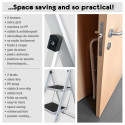 Klappleiter 2 Stufen mit rutschfestem Tritt aus Stahl Weiss max. 150 kg (46 x 55 x 82 cm) MSV
