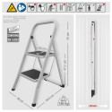 Escabeau 2 marches pliant & antidérapant en Acier Max 150kg (46x55x82cm) MSV