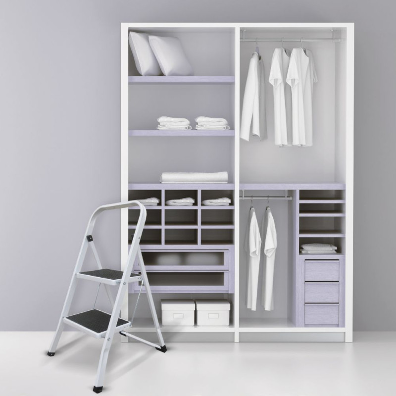 Escabeau 2 marches pliant & antidérapant en Acier Max 150kg (46x55x82cm) MSV
