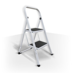 Escalera de tijera de acero plegable y antideslizante de 2 peldaños máx. 150 kg (46 x 55 x 82 cm) MSV