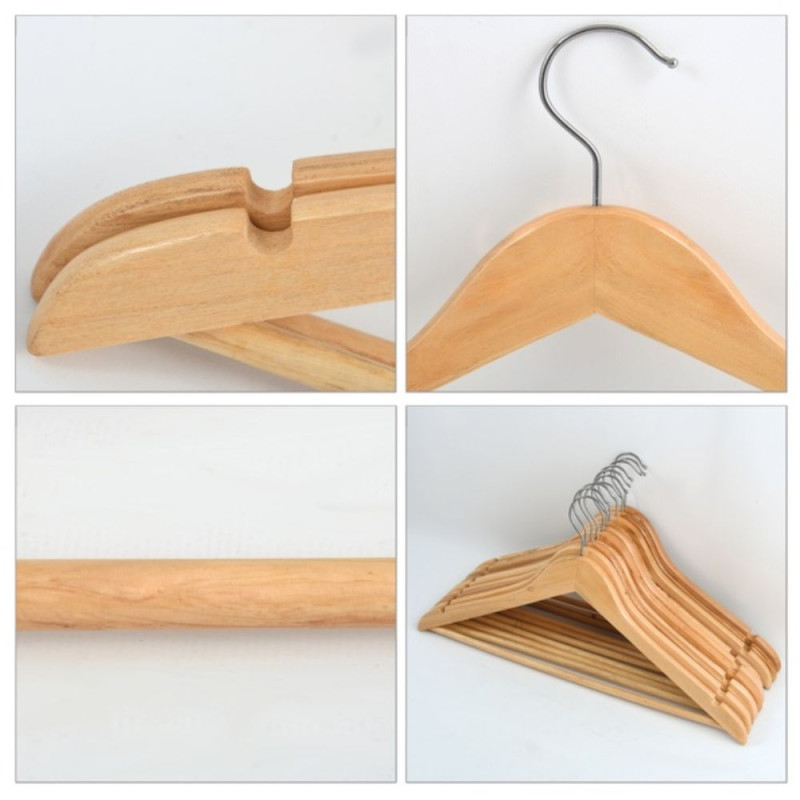 Lot de 36 cintres en bois à  Tête en métal chromé pivotante MSV