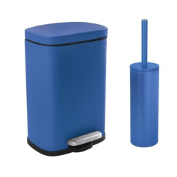 Set Poubelle à  pédale 5L & Brosse Wc AKIRA Bleu roi mat Spirella