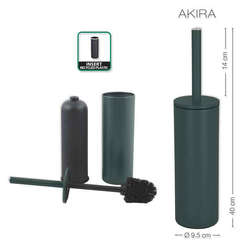 Set Poubelle à  pédale 5L & Brosse Wc AKIRA Vert Foncé mat Spirella