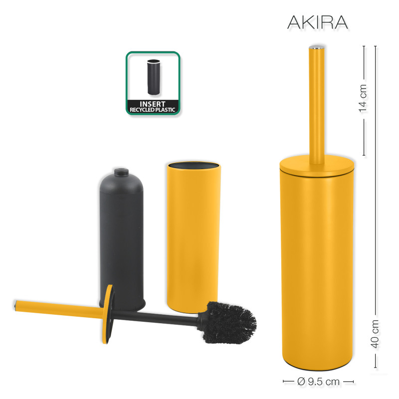 Papelera con pedal y escobilla 5L AKIRA Matt Azafrán Spirella