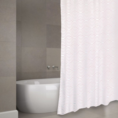 Polyester Shower curtain WAVE 180x200cm PREMIUM QUALITY Pastel Pink - Rings included MSV