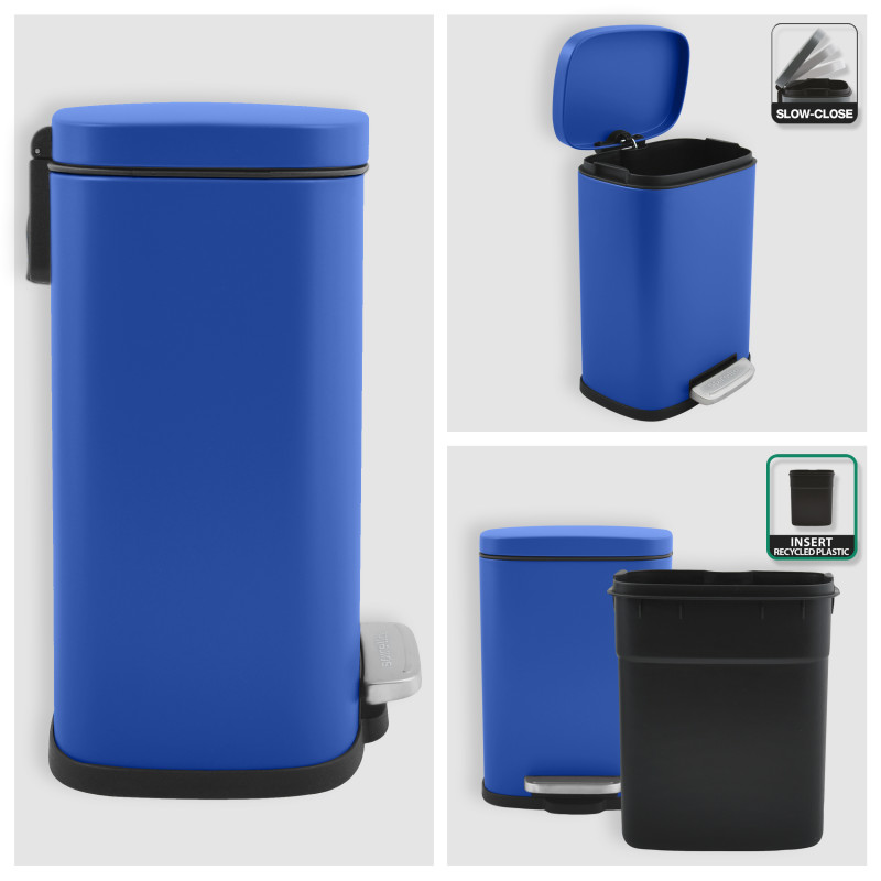 Papelera con pedal Acero AKIRA 5L Azul real Spirella