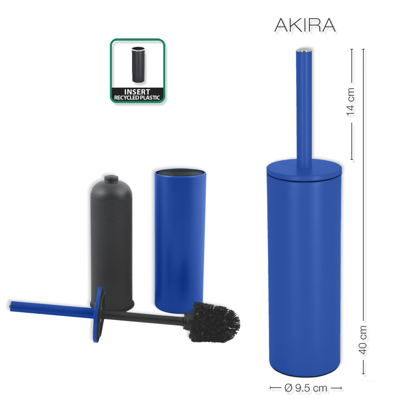 Escobillero con soporte de acero AKIRA Azul real Spirella