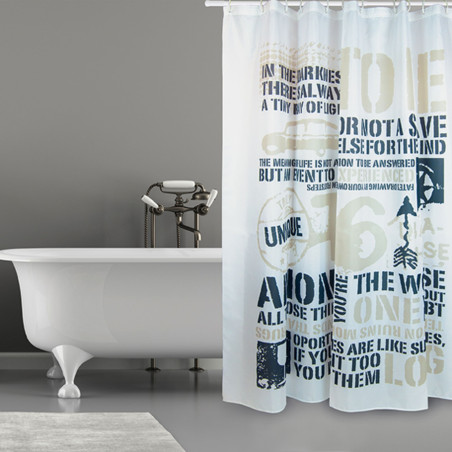 Rideau de douche Polyester 180x200cm QUALITE PREMIUM - Anneaux inclus MSV